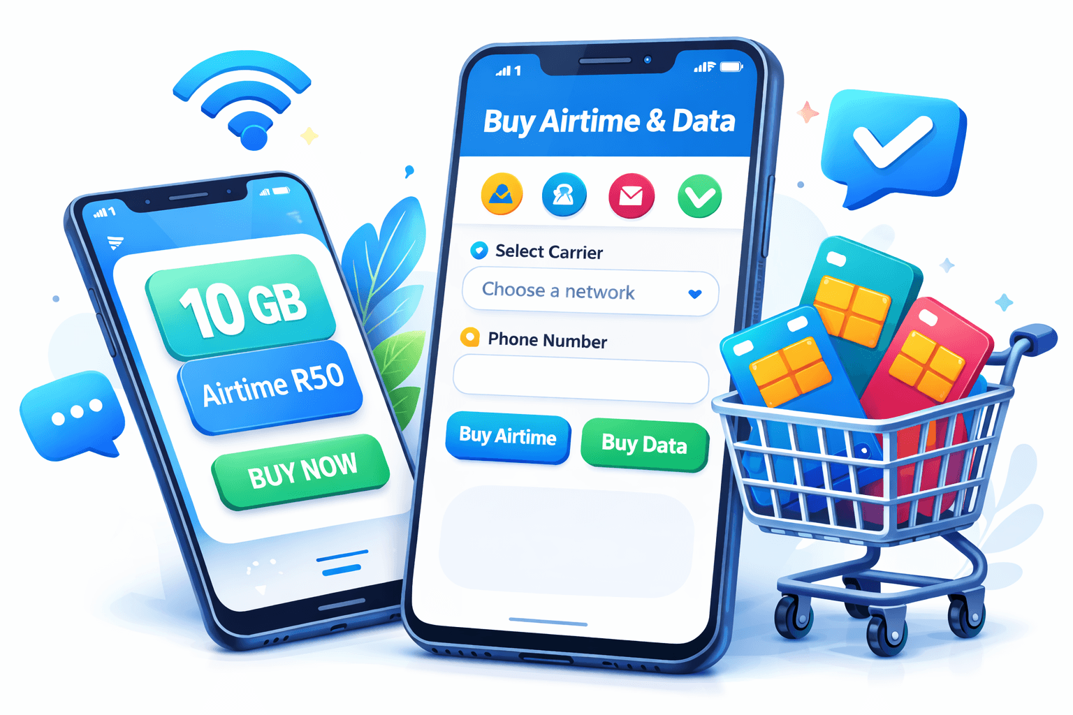 image of smartphones sending sms messages